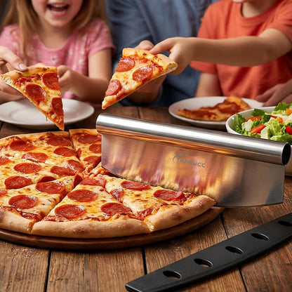 Pizza Cutter Rocker Blade 12 inch, Stainless Steel Sharp Large Pizza Slicer with Protective Cover, Dishwasher Safe