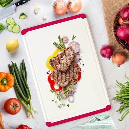 Plastic Cutting Board for Kitchen - Extra Large Cutting Board 18 Inch Reversible Chopping Board, Juice Groove, Non Slip Feet, Dishwasher Safe, BPA Free Large Cutting Board for Meat Vegetables Fruit