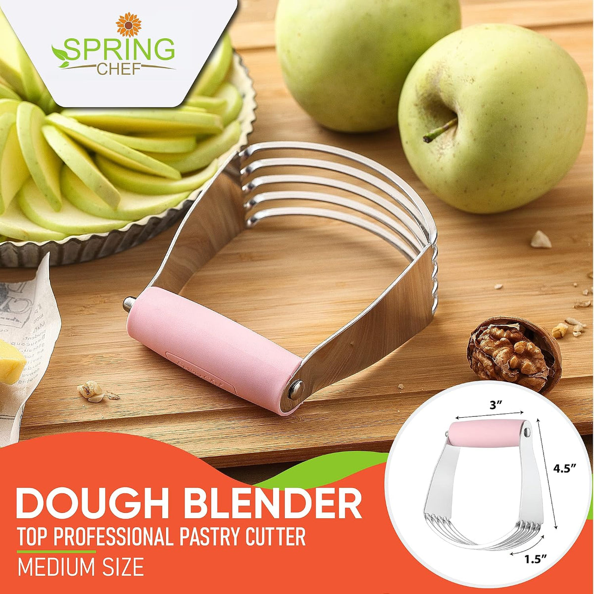 Spring Chef Large Dough Blender For Baking - Durable Pastry Blender - Black