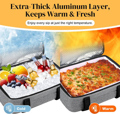 Coobiiya Insulated Casserole Carrier,Lasagna Lugger Tote Keeps Food Hot or Cold,Thermal Lunch Bag Warmer & Cooler Carrier Bag,Portable Tote Bag Fits 9" x 13" Baking Dish for Picnic and Cookout