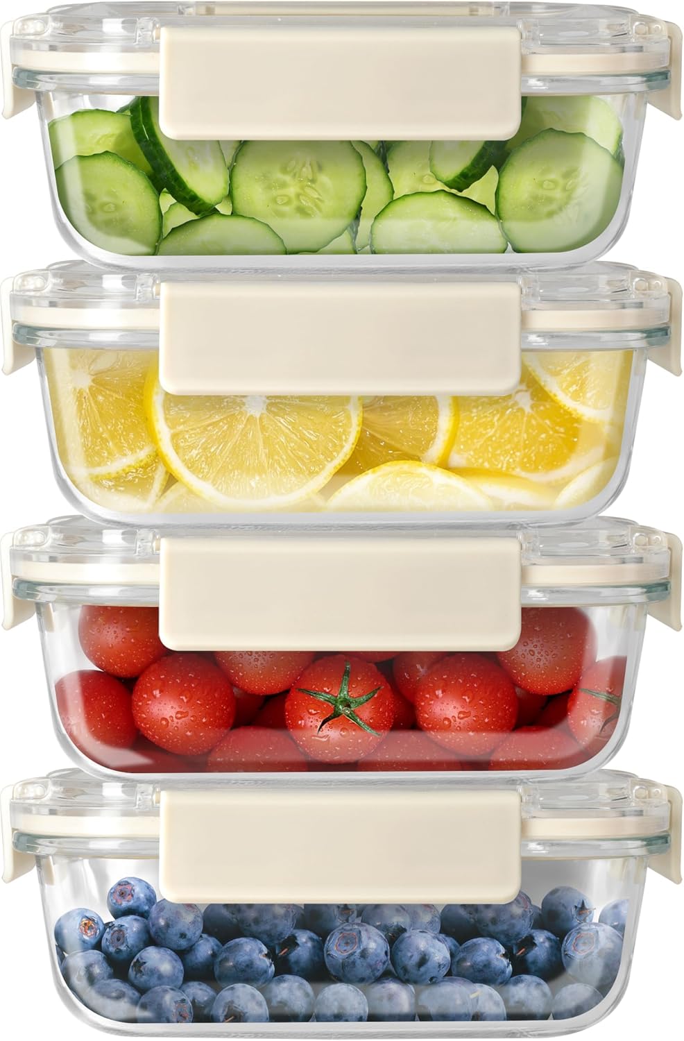 Heal Smart All Temp Food Storage Container, Glass Meal Prep Containers with Lids, Glass Lunch Boxes, Microwave, Oven,Dishwasher Friendly,BPA-Free,Ideal for Lunch, Meal Prep & Leftovers, 4 Packs