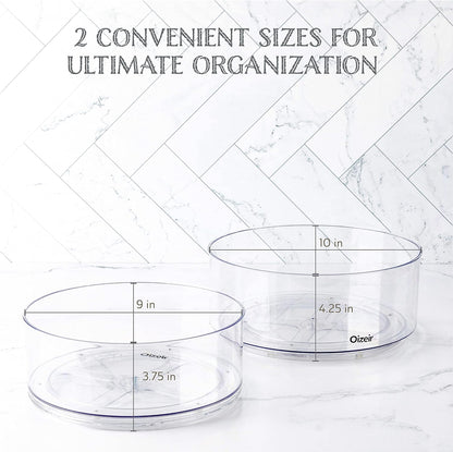 Oizeir Lazy Susan Turntable - Clear Acrylic, Removable Sections, Rotates 360 Degrees. Easily Organize Your Fridge, Cabinet or Counter. Great Carousel Storage for Food, Spices, Cosmetics. (4-Sections)