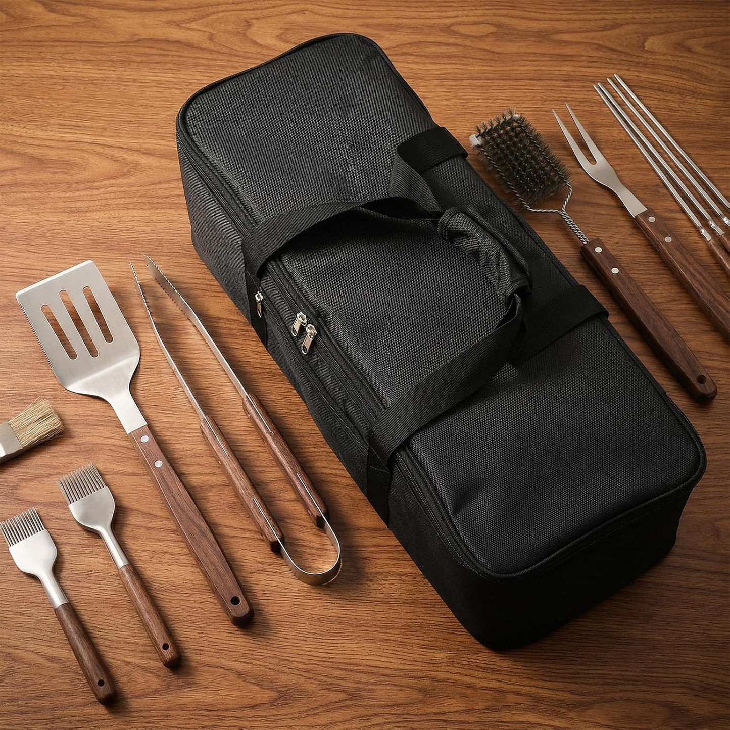 Grill Tool Storage Bag, 23.6" x9.8 x7.9 Large Capacity Grill Accessory Storage, Heavy-Duty Grills Utensil Storages with Pockets, Outdoor BBQ Utensil Holder, Grilling Tools Storages for Camping Picnic