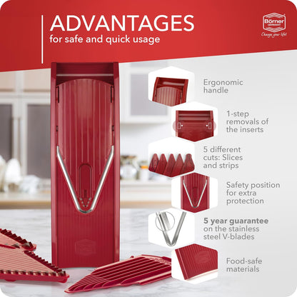 BORNER V Mandoline Slicer Kitchen V1 ClassicLine Starter Set | Vegetable Grater Börner - Quality Made in Germany, Color:White
