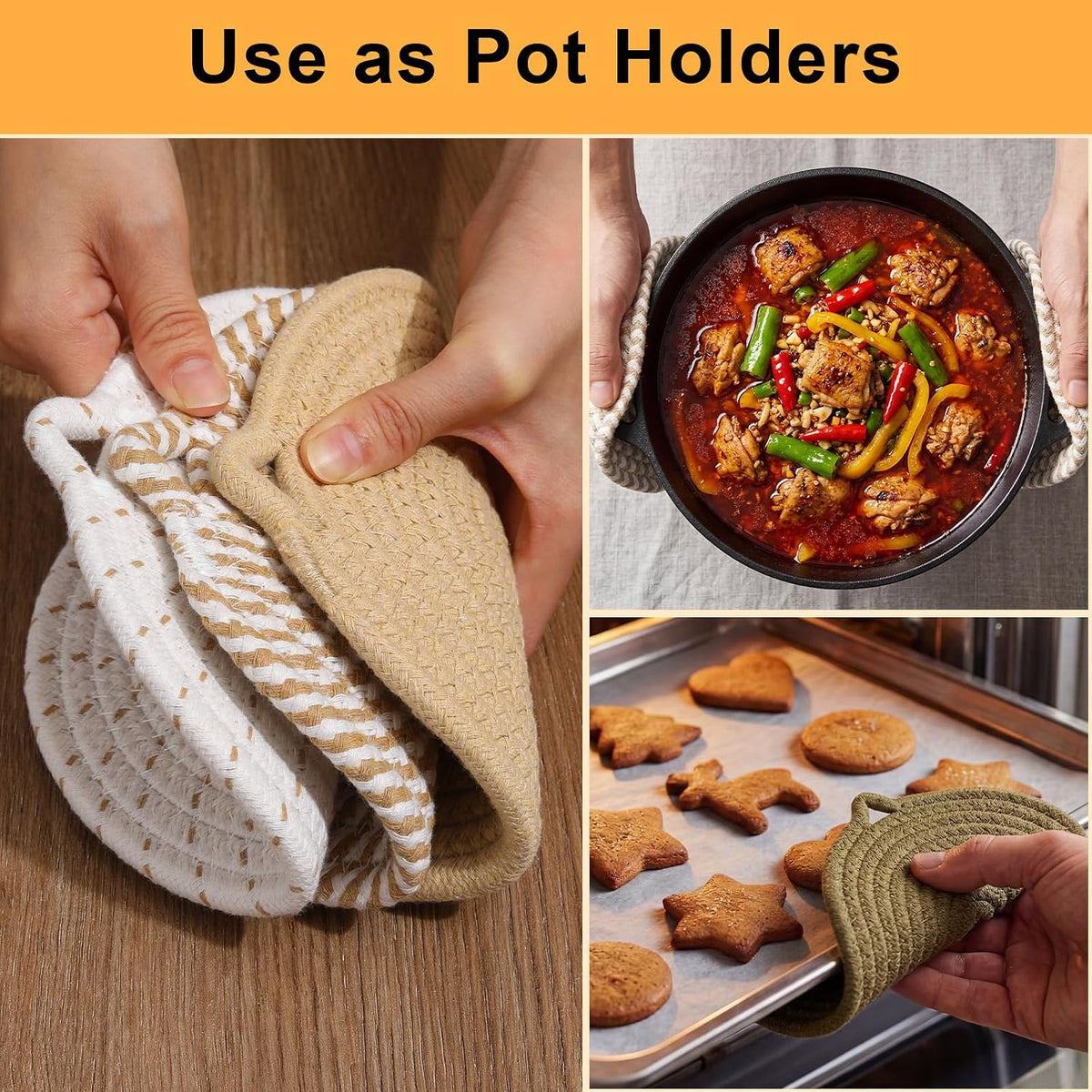 7" Trivets for Hot Dishes, 6 Pack Trivets for Hot Pots and Pans