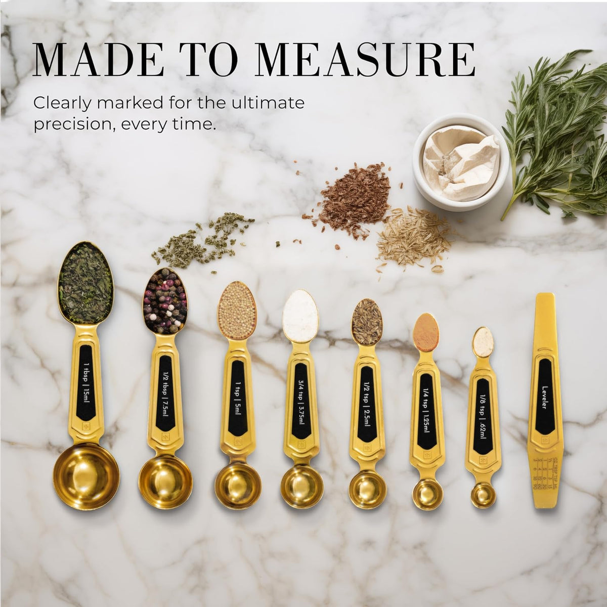 Styled Settings Stainless Steel Magnetic Measuring Spoons Set, 8-Piece