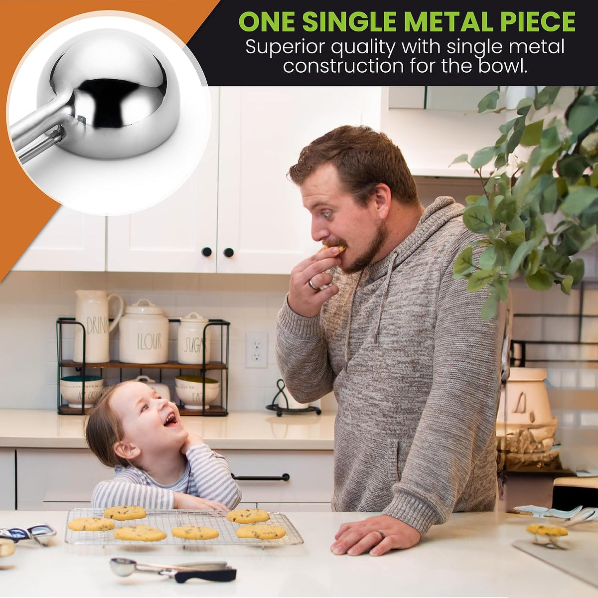 Spring Chef Extra Large Stainless Steel Cookie Scoop, #10, 5.5 Tbsp, Black