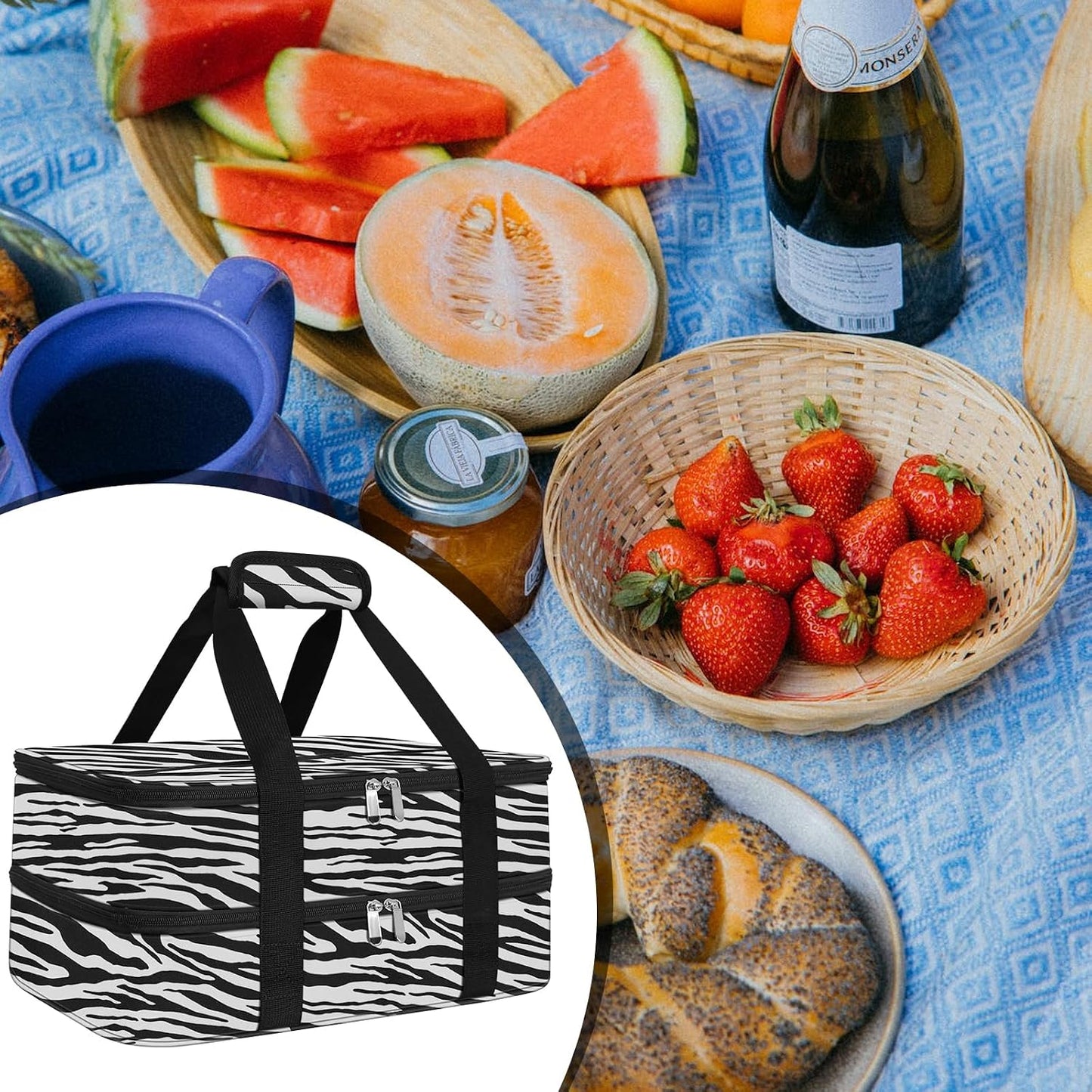 esouler Insulated Casserole Carrier - Casserole Carriers for Hot or Cold Food - Lasagna Lugger Dish Carrier, Thermal Lunch Bag for Potluck Parties, Picnic, Travel, Fits 9" x 13" Baking Dish, Grey