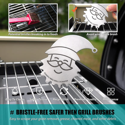KUNIFU BBQ Grill Scraper, Stocking Stuffers, Bristle-Free for Griddle, Kitchen Gadgets Cleaner, Camping Accessories, Ideal Gifts for Christmas, for Men, Dad, Husband, Boyfriend, Fathers Day