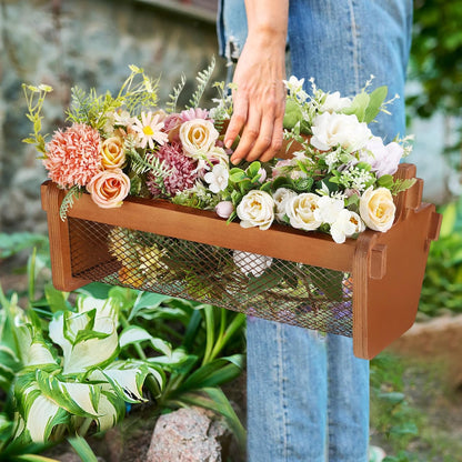 Teenyyou Garden Harvest Basket Mesh Storage with Handle Versatile Gardening Fruits Vegetables Gathering Basket Garden Supply Gardener Gift for Farmer Washing Holding(Brown,19in)