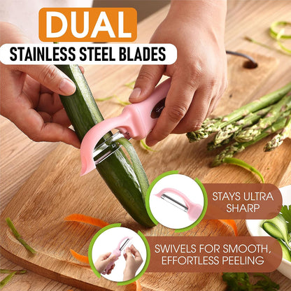 Spring Chef Premium Swivel Vegetable Peeler, Soft Grip Handle and Ultra Sharp Stainless Steel Blades - Perfect Kitchen Peeler For Veggie, Fruit, Potato, Carrot, Apple - Mango