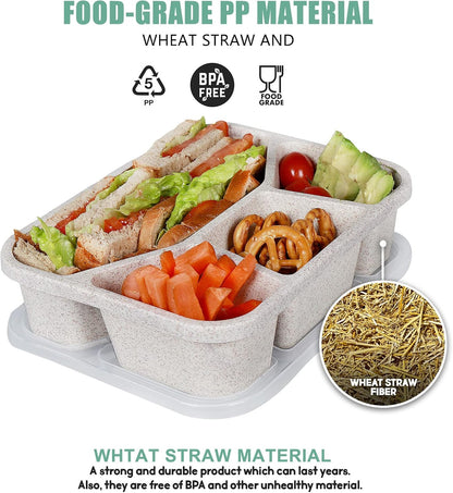 32 oz Meal Prep Containers,10Pcs Reusable Food Storage Containers with Lids | Wheat Straw Bento Lunch Box Container, Leakproof To Go Food Containers Stackable BPA Free, Microwave Freezer Dishwasher Safe