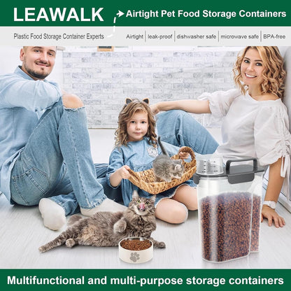 LEAWALK 5Lbs Airtight Cat Dog Food Storage Container with Upgraded Large Nozzle BPA-Free, Pet Food Storage Containers for Rice, Grain, Pet Food, Flour, Dog Treat Storage (Dark Gray, 5L-1pack)
