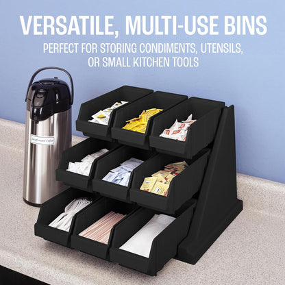 Cambro Versa - Self Serve Condiment and Utensil Bin - 12 Storage Bins - Ideal for food and coffee condiments (Black)
