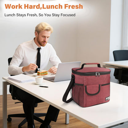 Tirrinia Insulated Lunch Bag for Women Men, Leakproof Lunch Box Containers for Adult, Work, School, Soft Lunchbox for Kids,Boys, Adult Cooler Bag for Picnic Hiking Beach,Charcoal