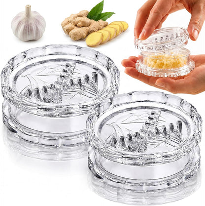 2pcManual Garlic Twister,Manual Garlic Crusher and Mincer, Transparent Twisting Garlic Chopper Tool, Multi-Functional Handheld Grinder for Ginger, Nuts, Herbs and Spices, Easy to Clean Kitchen Gadget