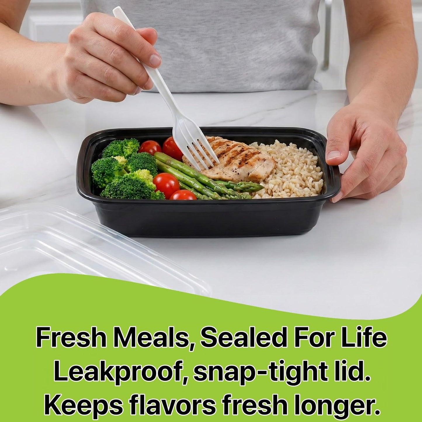 Meal Prep Containers [10 Set] 38 oz with Lids, 1 compartment, Stackable, Reusable, Leakproof, Food Safe, Microwave, Freezer & Dishwasher Safe for Food Prep Storage Bento Box (10 Set, 38 oz)