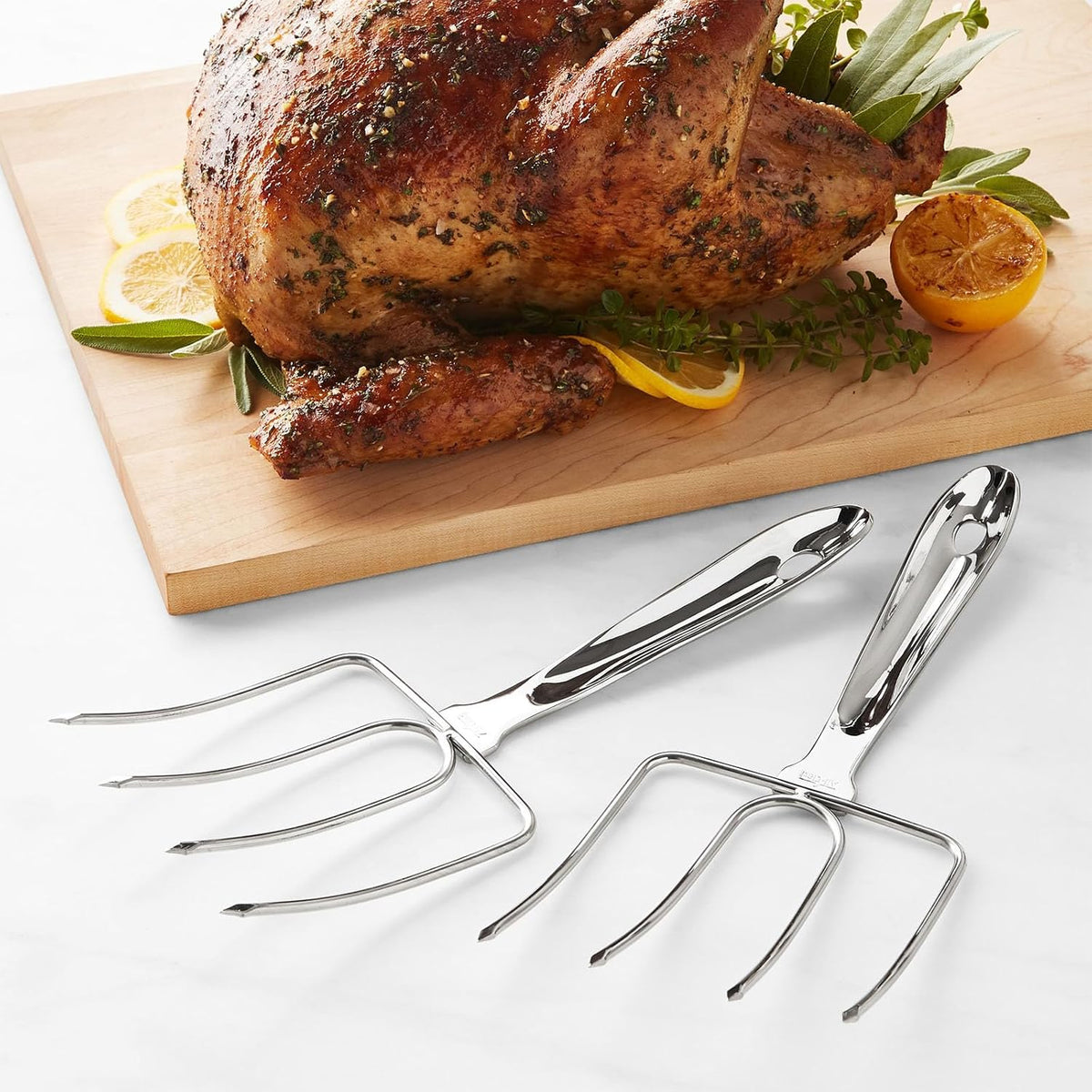 Turkey Lifter Forks Set of 2 Stainless Steel Turkey Lifters with Non-Slip Handle Turkey and Poultry Lifters Turkey Claws Carving Fork