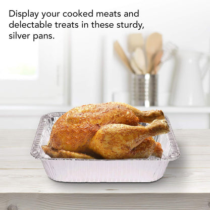 Stock Your Home 9x13 Aluminum Trays with Lids (10 Pack) – Disposable Half Size Deep Pans for Cooking, Storage, BBQ, Grilling, Catering