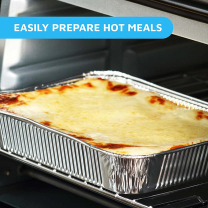 MontoPack Half-Size Aluminium Foil Lids | [100 Pack] Perfect Fit for 9x13 Roasting Pans | Premium Quality for Baking & Catering | Disposable Food Prep Containers Lids