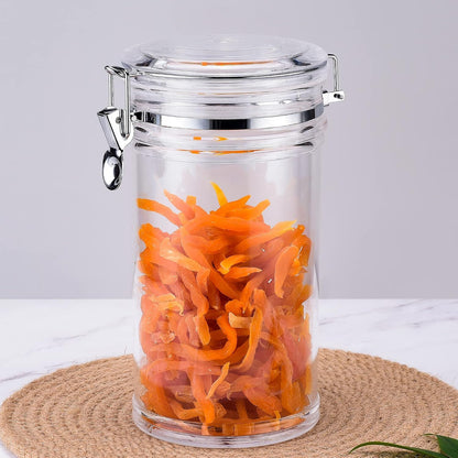 64 oz Reinforced Large Acrylic Canister with Locking Clamp, Airtight Flip Jar | Food Storage Container for Flour, Sugar, Coffee, Candy, Cookie etc