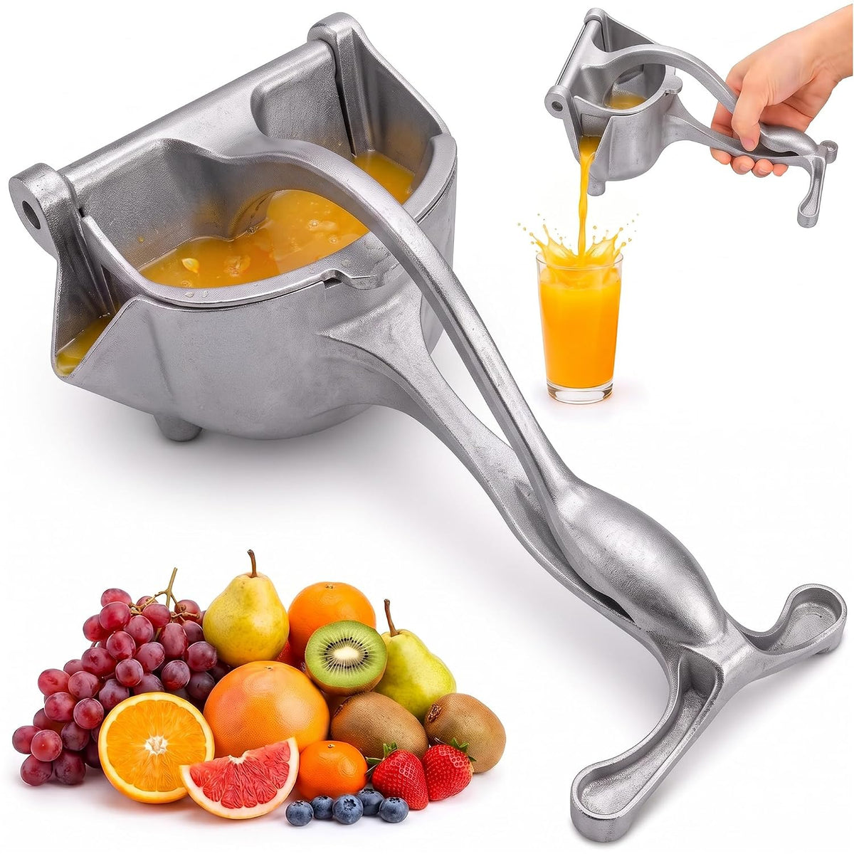 Fold-Flat Heavy Duty Handheld Lemon Squeezer Stainless Steel