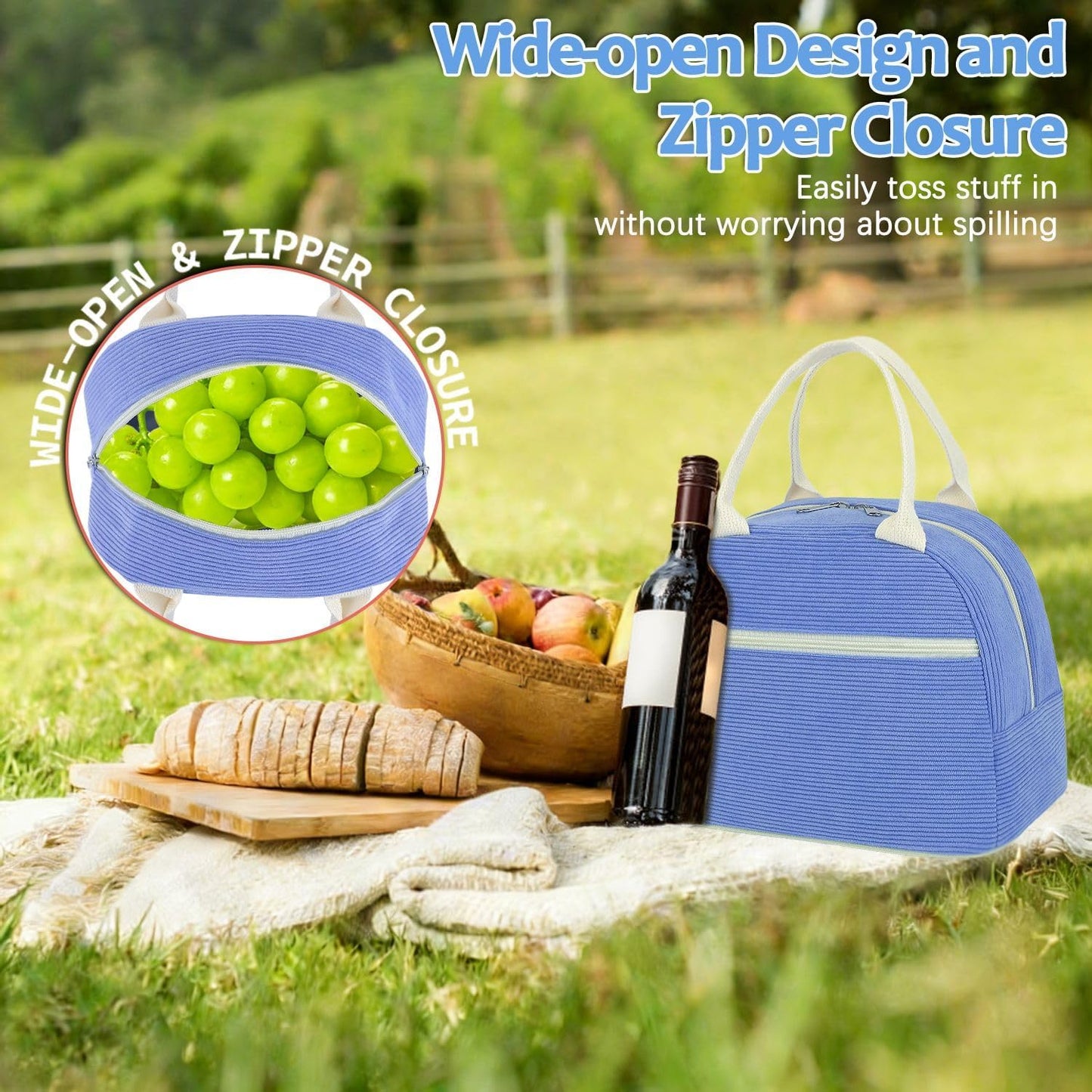GYEUKHAM Lunch Bag Women, Lunch Box for Adult Men Kids Girls, Small Cute Lunchbox Tote Large Capacity Insulated Lunch Container Cooler for Work School Picnic Travel, Black White Stripes