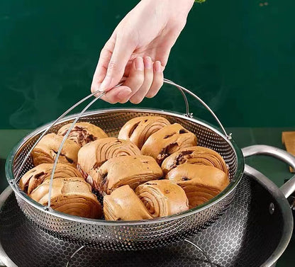 Steamer Basket with Steaming Rack, 8.8 Inch Food Grade Stainless Steel Steaming Net with a Support Frame for Food Steaming (1 Pcs)