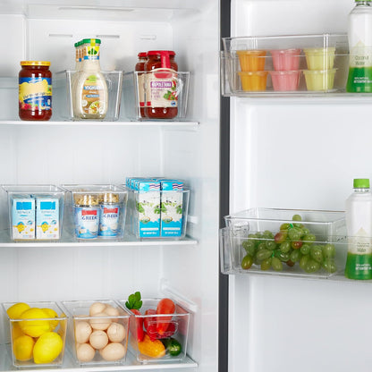 YIHONG Clear Pantry Storage Organizer Bins, 10 Pack Plastic Food Storage Bins with Handle for Kitchen,Refrigerator, Freezer,Cabinet Organization and Storage
