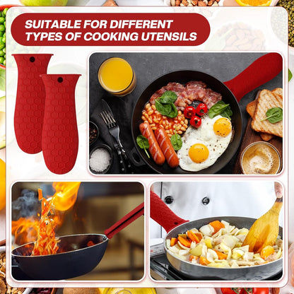 Patelai 2pcs Silicone Pan Handle Sleeve for Cast Iron Skillet, Black