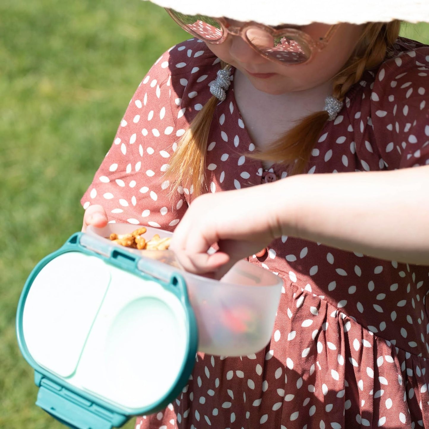 b.box Snack Box 2-Pack - Leak Proof Mini Bento Box for Kids & Toddlers, 2 Compartment Snack Containers for Kids, Dishwasher Safe, BPA-Free, PFAS-Free, Ages 4mo+, 1 3/4 Cup Each (Strawberry + Lilac)