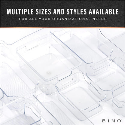 BINO | Plastic Storage Bins, Large - 2 Pack, Clear | THE SOHO COLLECTION | Pantry Organizers and Storage Containers | Fridge Organizer Bins | Kitchen Cabinet Organizer | Medicine Cabinet Bin