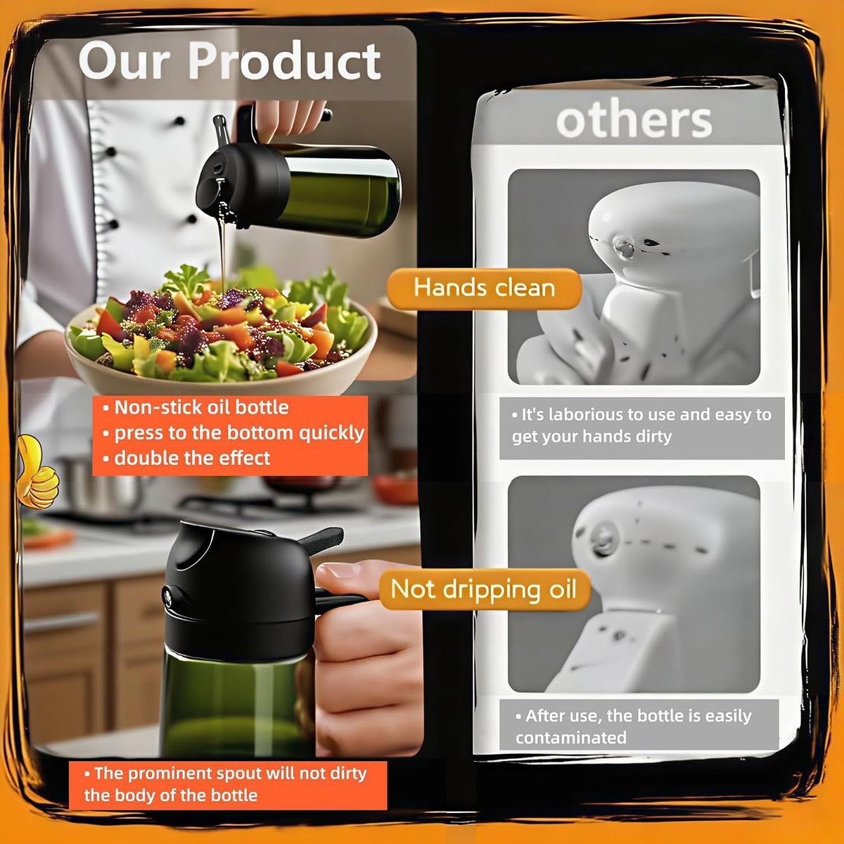 Olive Oil Sprayer for Cooking, 220ml Glass Oil Dispenser