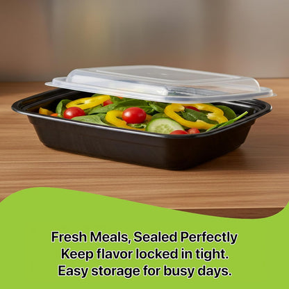 Meal Prep Containers [10 Set] 38 oz with Lids, 1 compartment, Stackable, Reusable, Leakproof, Food Safe, Microwave, Freezer & Dishwasher Safe for Food Prep Storage Bento Box (10 Set, 38 oz)