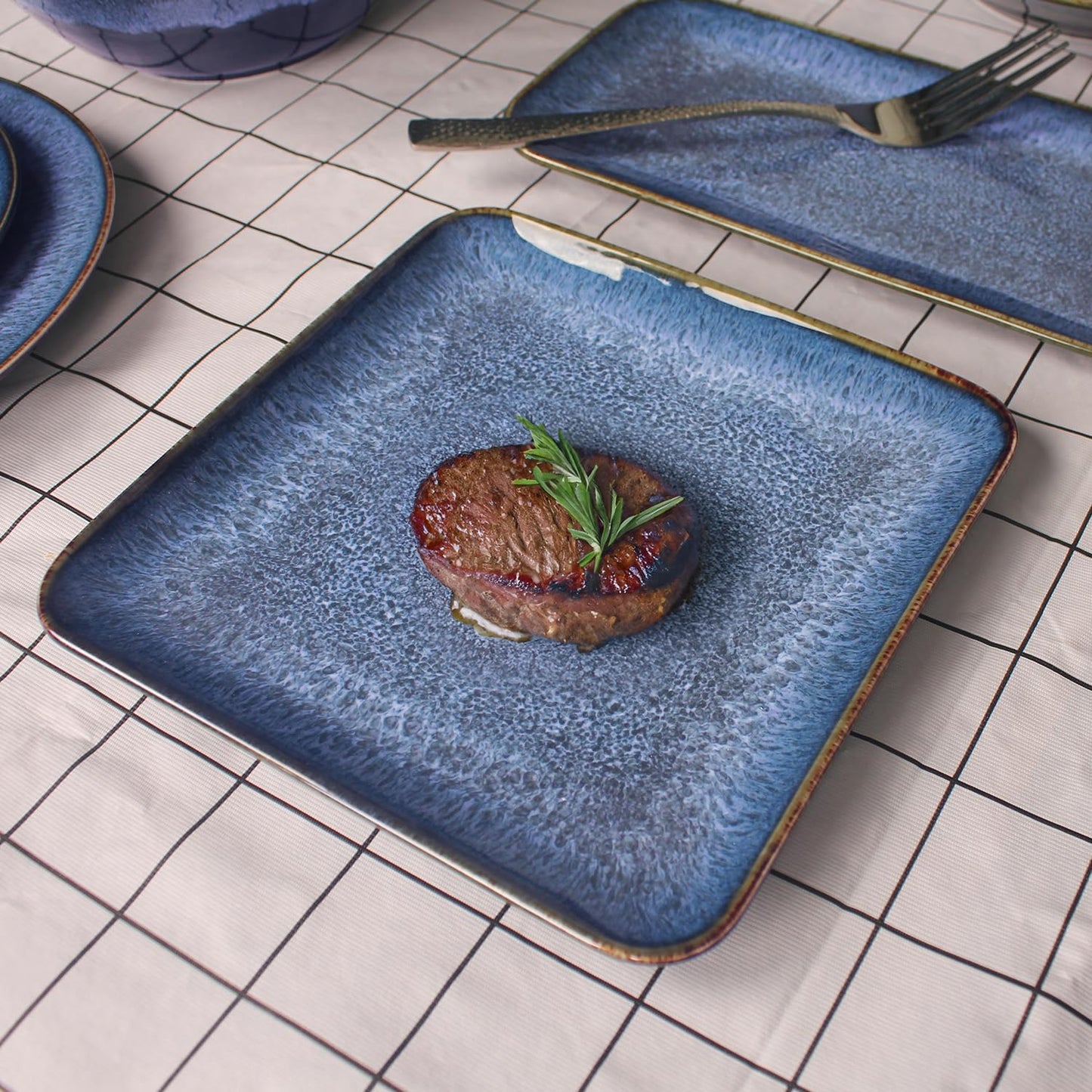 Porcelain Plate Set Large Serving Tray Set of 4, Reusable Serving Platters for Party Food, Cookie, Appetizer, Charcuterie, Snack, Dessert Display,Stackable Kitchen Dish 14.4 INCH