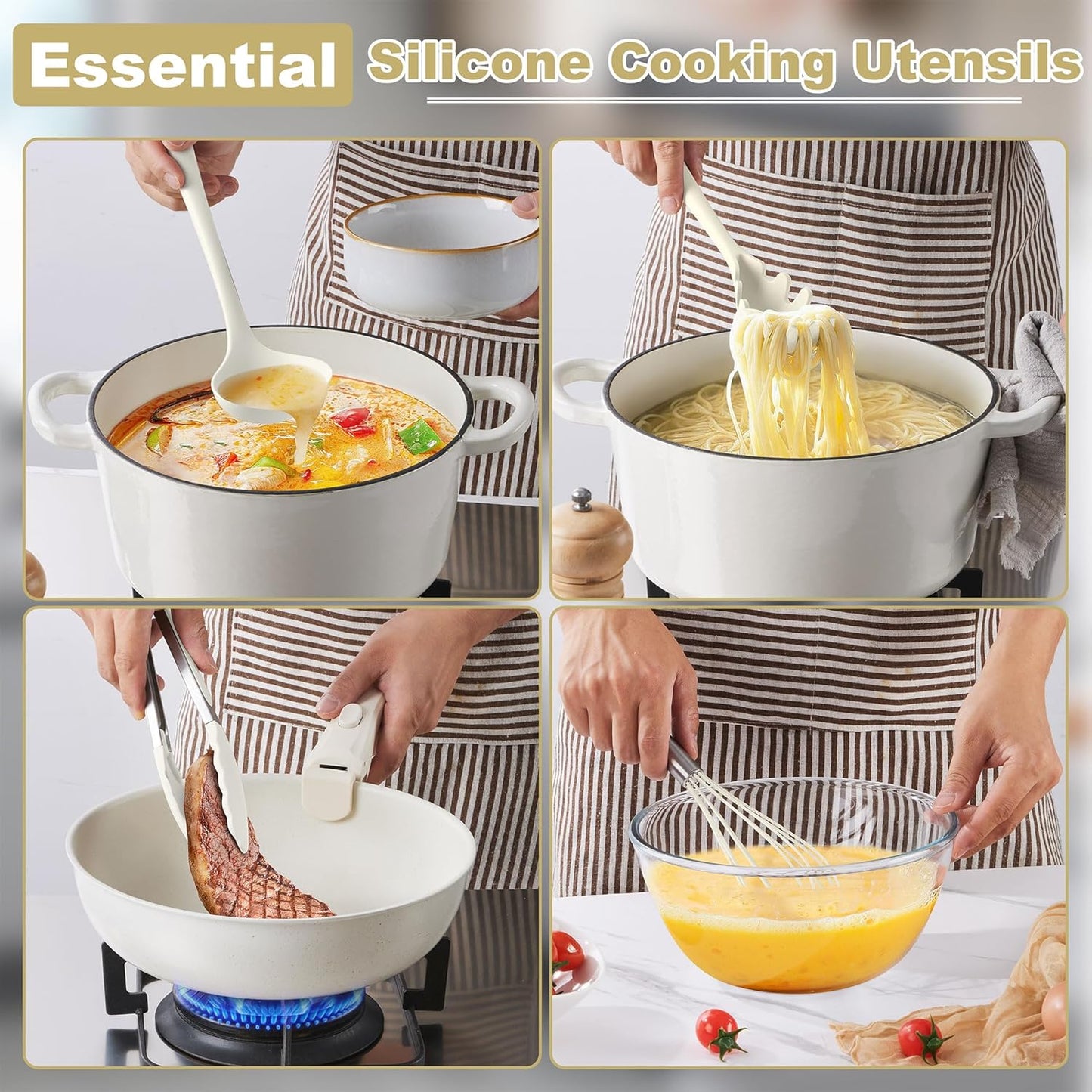 LIANYU 14 Pcs Silicone Kitchen Utensils Set with Holder, 446°F Heat Resistant Silicone Cooking Kitchen Utensils Spatula Set, Non-Stick & Dishwasher Safe Cooking Tools, Comfort Grip Handle, Black