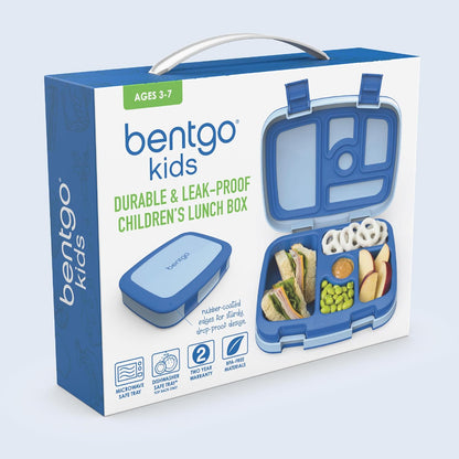 Bentgo Kids Bento-Style 5-Compartment Leak-Proof Lunch Box - Ideal Portion Sizes for Ages 3 to 7 - Durable, Drop-Proof, Dishwasher Safe, PFAS & BPA-Free & Made with Food-Safe Materials (Purple)