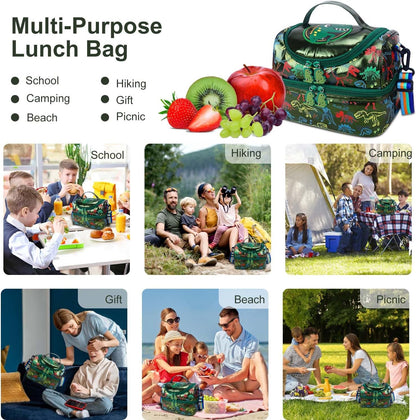 RHCPFOVR Kids Lunch Bag - Double - Decker Cooler Insulated Lunch Box for Boys Girls,Washable Lunch Bag with Strap and Reusable Toddler Lunchbox for School and Daycare