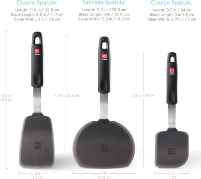 DI ORO Spatulas for Kitchen Use - Forever Warranty - 600°F Heat-Resistant Silicone - Turner Spatula Set for Cooking - BPA Free Wide Pancake Spatulas - Egg Flippers for Nonstick Cookware Safe (3pc)