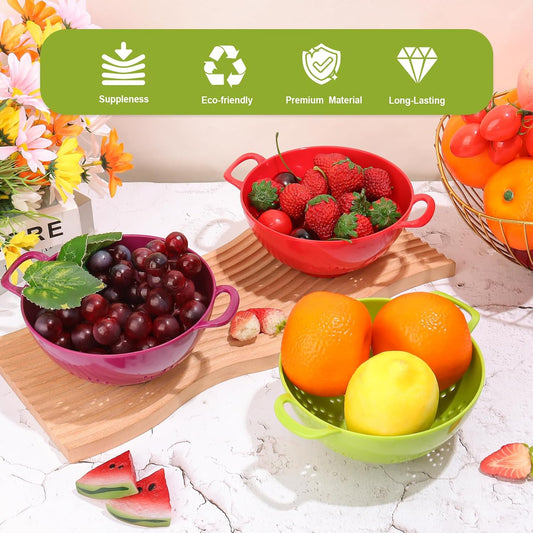 4 Pack Small Colander Bowls, Berry Fruit Washing Mini Strainer