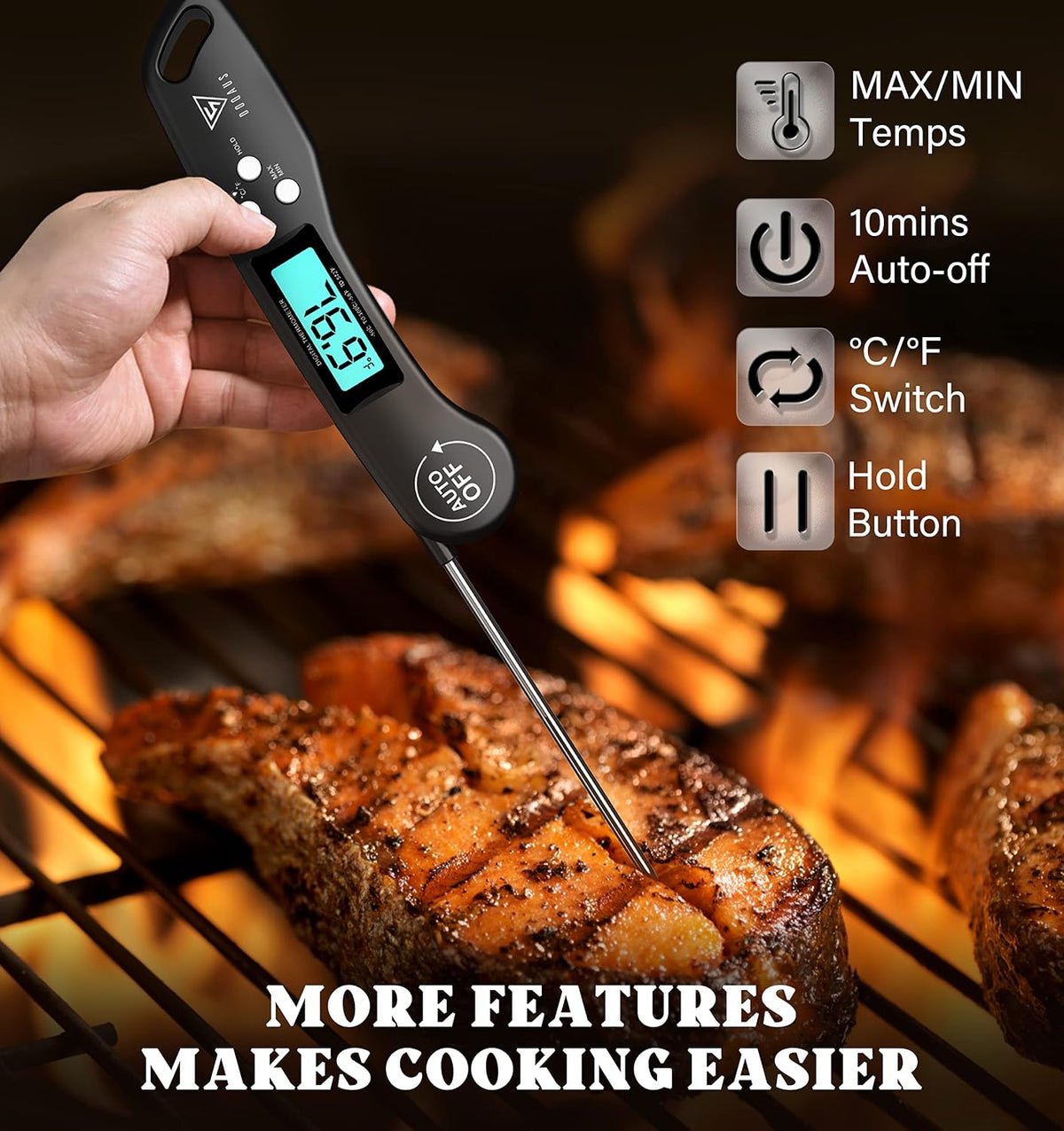 DOQAUS Meat Thermometer Digital – Instant Read Food Thermometer for Cooking
