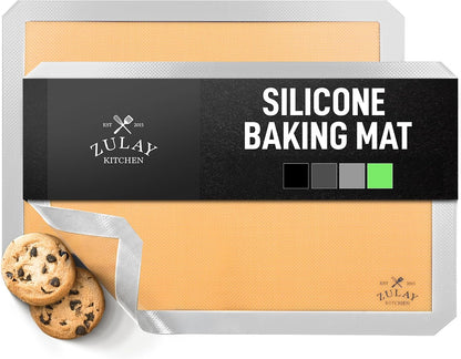 Zulay Kitchen Silicone Baking Mat – 16.5"×11.6" BPA-Free Reusable Baking Sheet, Heat Resistant 480°F – Non-Slip Border, Perfect for Cookies, Bread, Pastries & Oven Use - (Dark Gray)