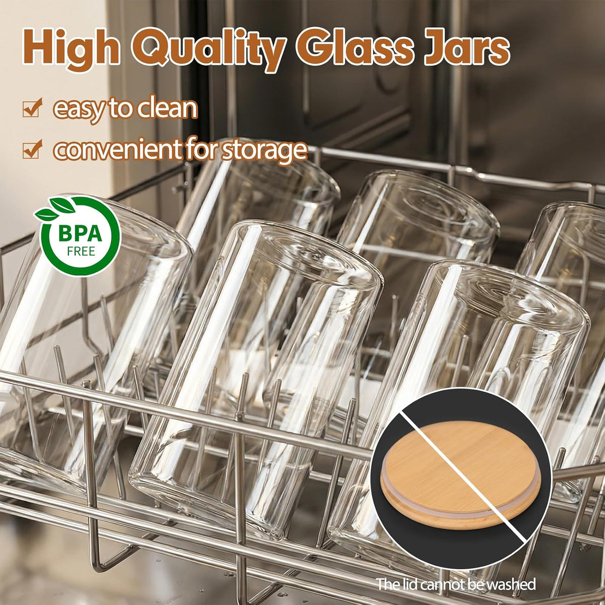 Moretoes 3 Pack 2qt Glass Storage Containers with Bamboo Press Lids, Large Airtight Food Storage Jars for Pantry, Flour, Sugar, Dry Goods