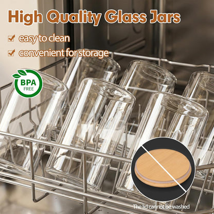 Moretoes 3 Pack 2qt Glass Storage Containers with Bamboo Press Lids, Large Airtight Food Storage Jars for Pantry, Flour, Sugar, Dry Goods
