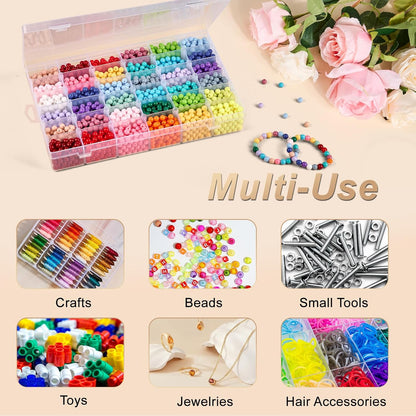 Mauproy 4 Pack 8 Grids Bead Organizer and Storage, Clear Plastic Storage Containers with Removable Dividers and Labels Small Tackle Box Organizer for Jewelry Crafts Electronics Small Parts