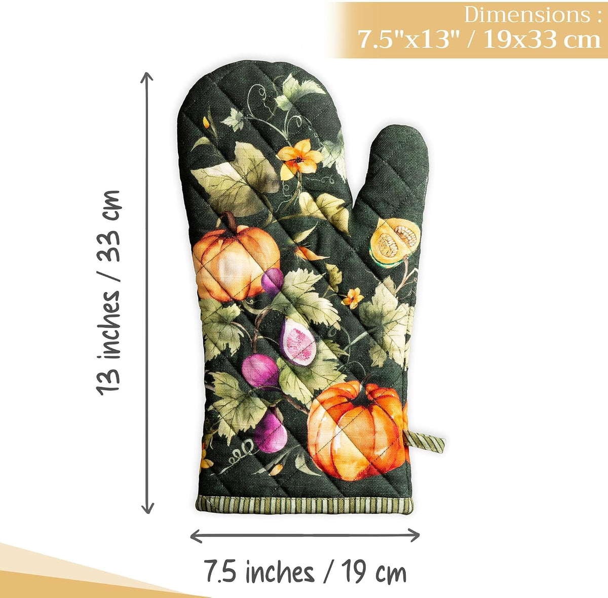 Maison d' Hermine 100% Cotton Oven Mitt & Pot Holder Set (7.5"x13" & 8"x8") - Colors C