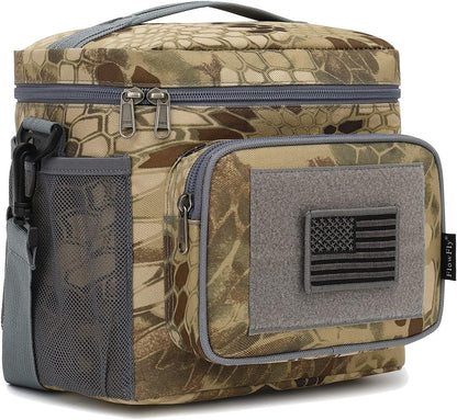 FlowFly Lunch Bag, Insulated Cooler, Thermal Lunch Box Tote with MOLLE/PALS Webbing, Adjustable Padded Shoulder Strap, for Tactical Men Women Adults and Boys Girls Kids (Cyan, Medium)