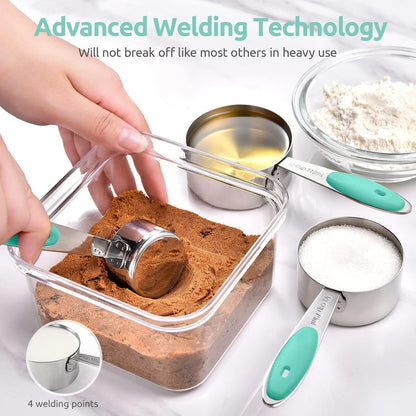 U-Taste 12 Piece Measuring Cups and Spoons Set in 18/8 Stainless Steel : 7 Measuring Cups & 5 Measuring Spoons