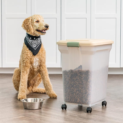 IRIS USA Dog Food Storage Container 58 Lb, Airtight Large Pet Food Storage Bin with Wheels, for Dog Cat Bird Chicken Food, Holds Up to 58 lbs, Keep Fresh, BPA Free, Made in USA, Black