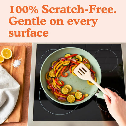 Non-Toxic Platinum Silicone Kitchen Utensil Set of 8 – Non-Scratch Cooking Spoons & Spatulas, 100% Plastic Free, Stainless Steel Core, Heat Resistant 500°F, Beige